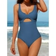 thumbnail image 3 of Womens Tummy Control Monikini Swimsuit for lady Cut Out One Piece Bath Suit Ribbed Swimsuit, 3 of 4