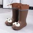 thumbnail image 2 of Hpapadks Rain Boots Kids Rainy Cute Cartoon Big Eye Lightweight Non Water Shoes With Adjustable Drawstring Soft Spring Summer Fall Coffee 11-11.5 Y, 2 of 4