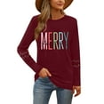thumbnail image 5 of HOMBOM Womens Wine Shirts Comfy Long Sleeve Christmas Ugly Merry and Bright Xmas T Shirts for Ladies, 5 of 9