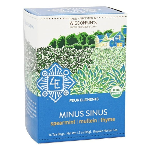 Four Elements Herbals - Organic Herbal Tea Minus Sinus - 16 Tea Bags