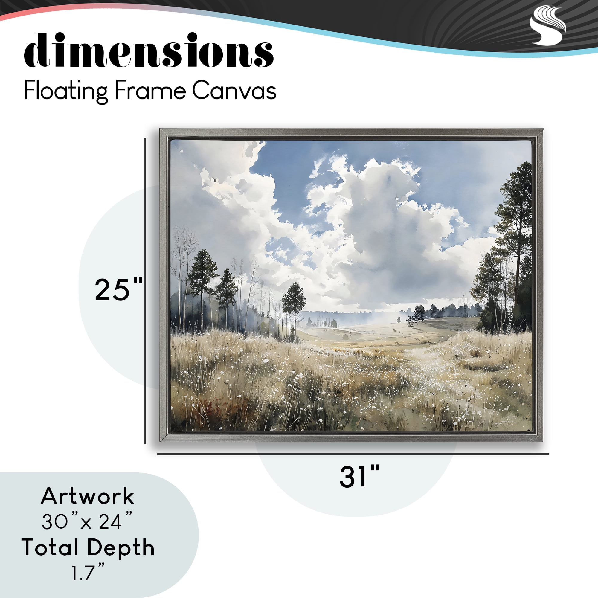 Stupell Industries Blue Kissed Landscape Gray Framed Floater Canvas Wall Art, design by Franklyn Gregory
