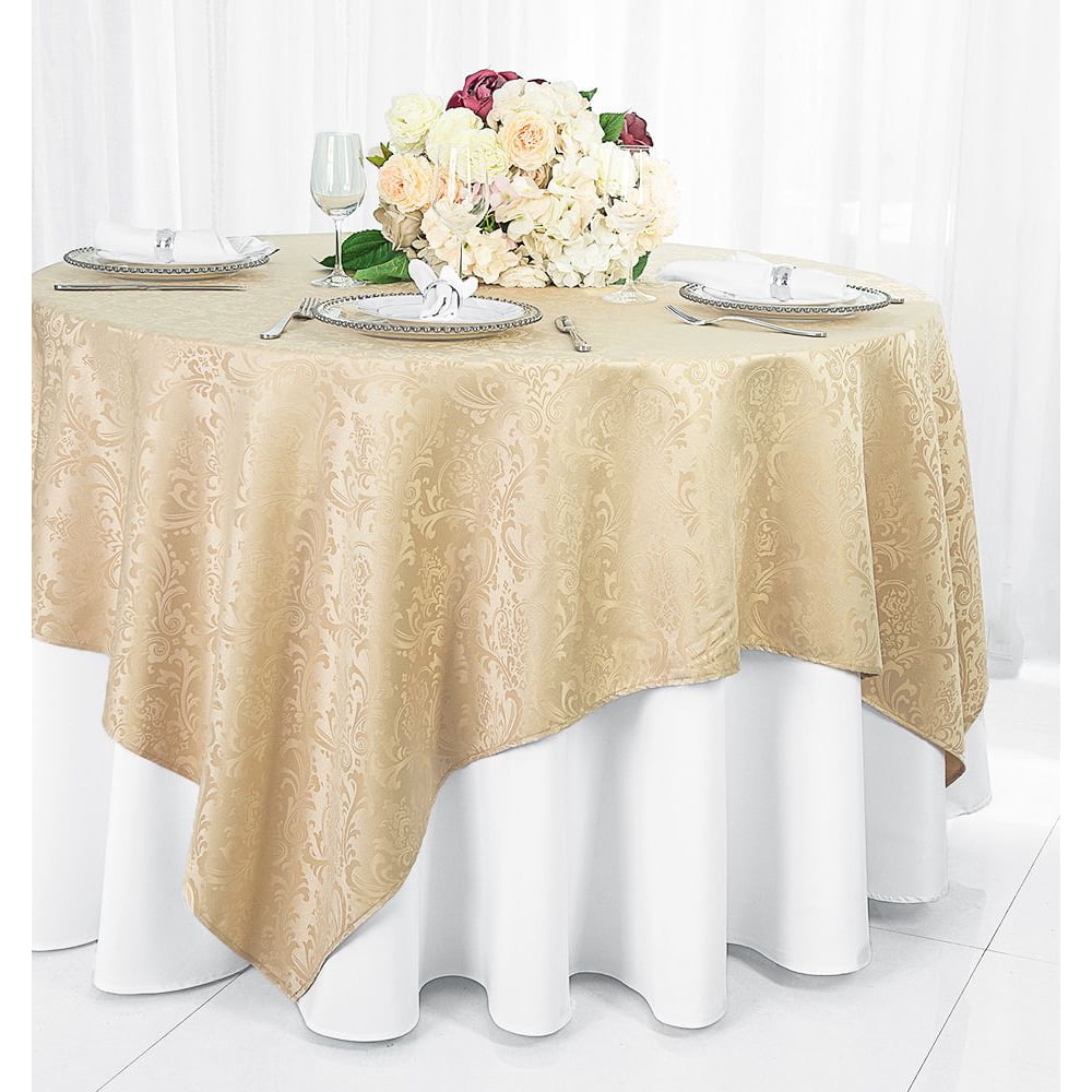 Wedding Linens Inc. 72" Square Damask Jacquard Polyester Table Overlays