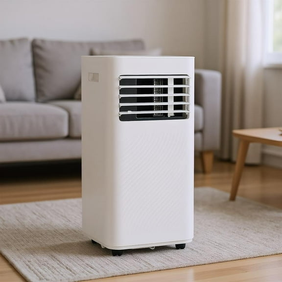 Topcobe 4-in-1 8000 BTU Air Conditioner with Cool Fan Dehumidifier and Sleep Mode, Standing Fans for Home Office, Quiet Bladeless Floor Powerful Fan, White
