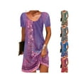 thumbnail image 5 of Gvmfive Women Summer Boho Printed T-shirt Dress Short Sleeve Casual Loose Dress, 5 of 5