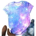 thumbnail image 4 of Fshinging Summer Women T-Shirts Summer Galaxy Print Plus Size Short Sleeve Round Neck Tees Top, 4 of 4