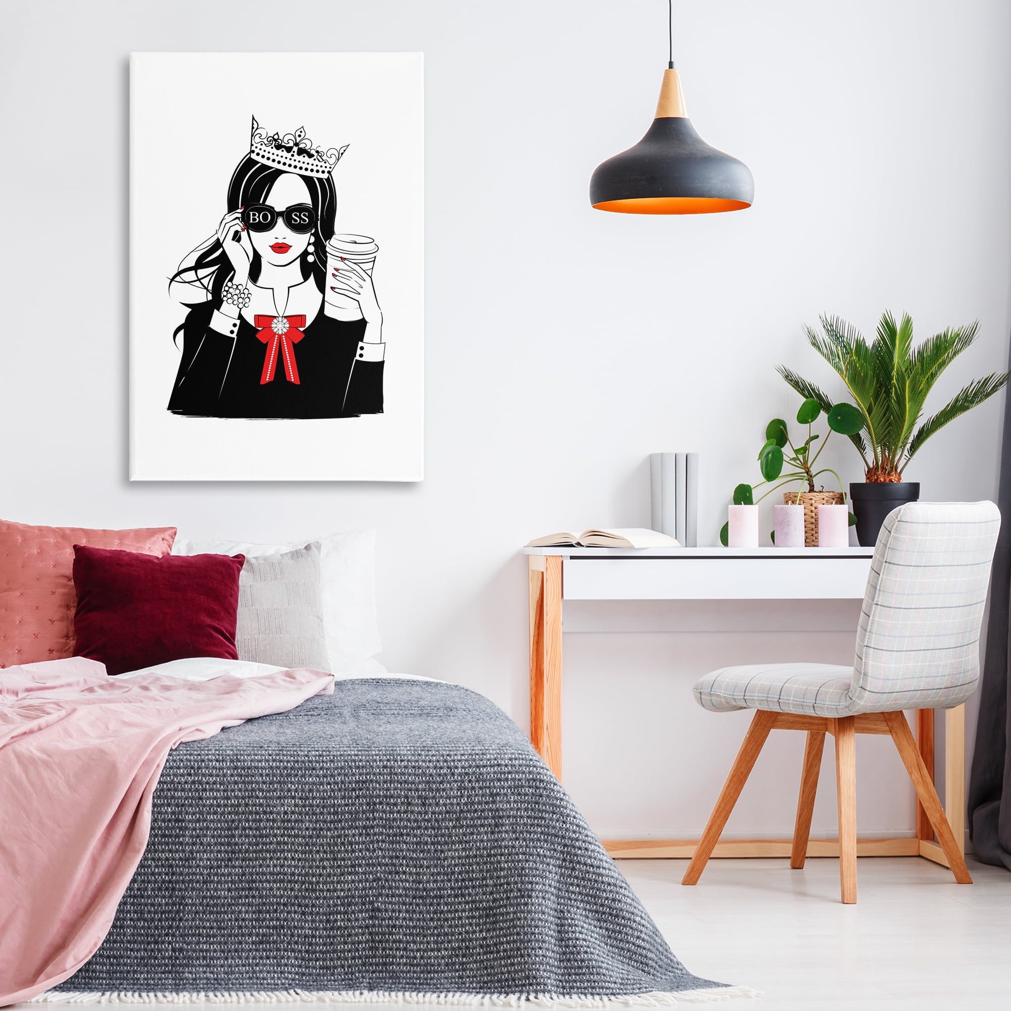 Stupell Industries Jeweled Girl Boss Novelty Painting Gallery Wrapped Canvas Art Print Wall Art, 30 x 45