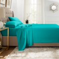 thumbnail image 5 of Hearth & Harbor Deep Pocket 4 Piece Solid Bed Sheet Set, 1800 Thread Count Microfiber Sheets, Queen, Teal Blue, 5 of 7