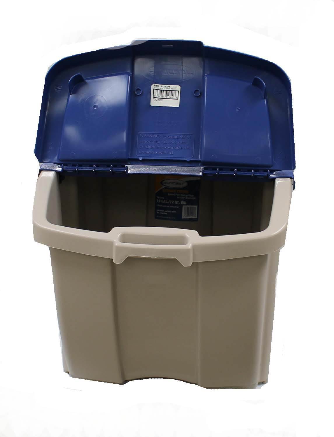 Suncast BH18GRN2 Stackable Recycling Bin Containers with Lids