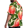 thumbnail image 3 of Peach Men's Short Sleeve Poplin Shirt, Casual Button Down Shirts, Printed Summer Beach Shirt, Unisex Casual Button Down Top, 3 of 6