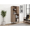thumbnail image 2 of Home Design Janet 2-Door Storage Cabinet with 4 Open Shelves, Metal Handles, and Flared Tapered Legs, Modern Rectangular Design for Living Room or Bedroom, Natural Oak Finish, 2 of 5