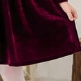 thumbnail image 6 of YunPes Girl's Christmas Velvet Dress A-Line Crewneck Flannel Skirt Dresses Ruffle Shoulder Long Sleeve Dress Prom Party Outfits, 6 of 7