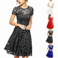 thumbnail image 5 of Women Lace Elegant Short Dress Plus Size Crew Neck Evening Party Cocktail M-5XL, 5 of 9