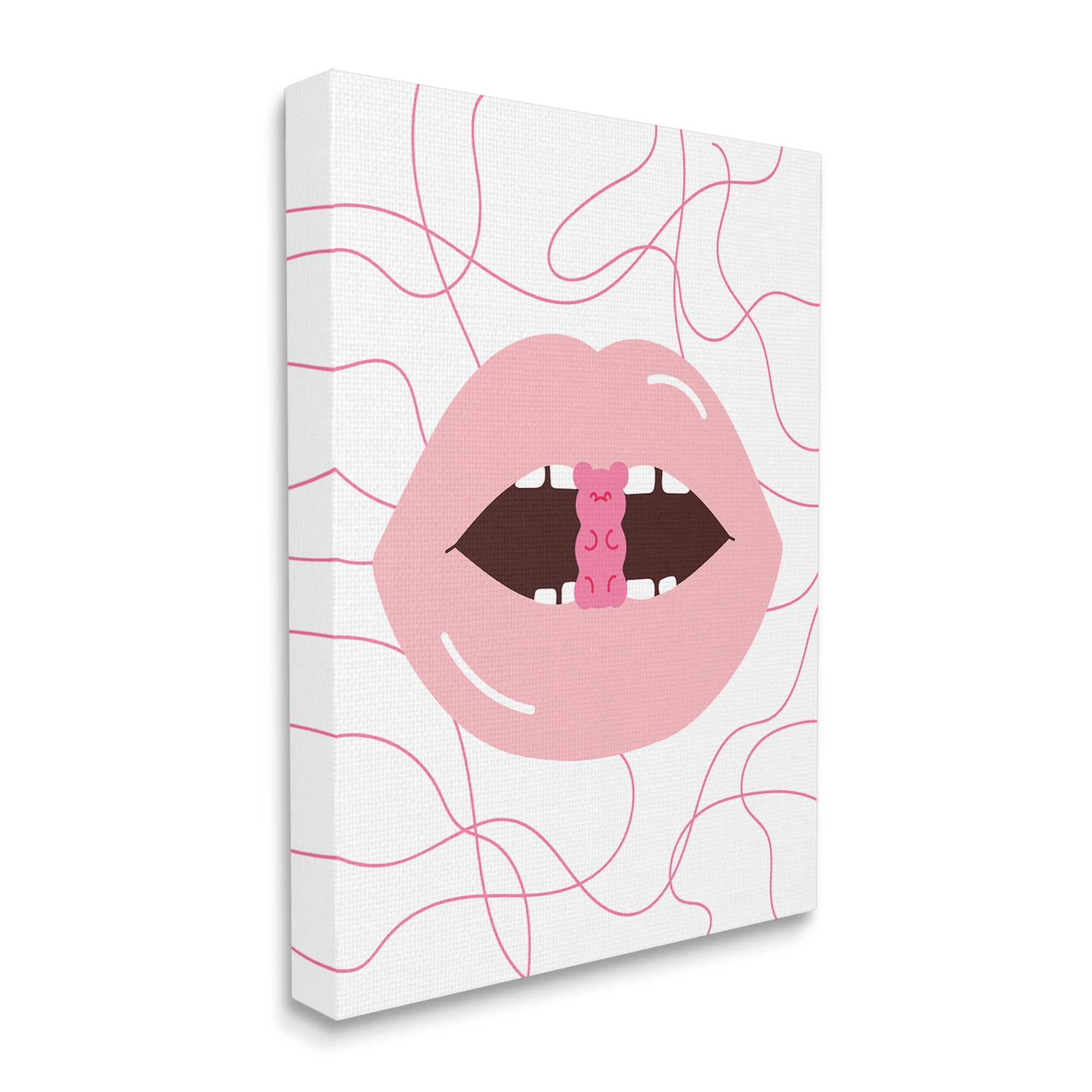 Stupell Industries Pink Lips & Gummy Candy Food & Beverage Painting Gallery Wrapped Canvas Print Wall Art, 16 x 20