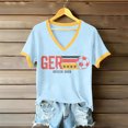 thumbnail image 1 of Women's Football Graphic T-Shirt, Women's Fashion V-Neck Short Sleeve T-Shirt with Letter Print for Casual Wear for Soccer Tournament 2026 Blue Size: 2XL, 1 of 5