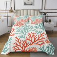 thumbnail image 1 of Erosebridal Ensembles de Couette Colorés en Corail pour Lit Grand Size, Ensemble de Lit Botanique de Bord de Mer 3 Pcs, 1 of 5
