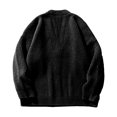 thumbnail image 4 of Mens Cardigan Sweater Button Down Long Sleeve V Neck Cable Knit Sweater with Pockets Black S, 4 of 4