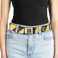thumbnail image 5 of The Wizarding World of Harry Potter Belt, Seatbelt Buckle Belt, Hufflepuff Crest Diagonal Stripe Charcoal Gray Yellow, 30 to 44 Inches, 5 of 9
