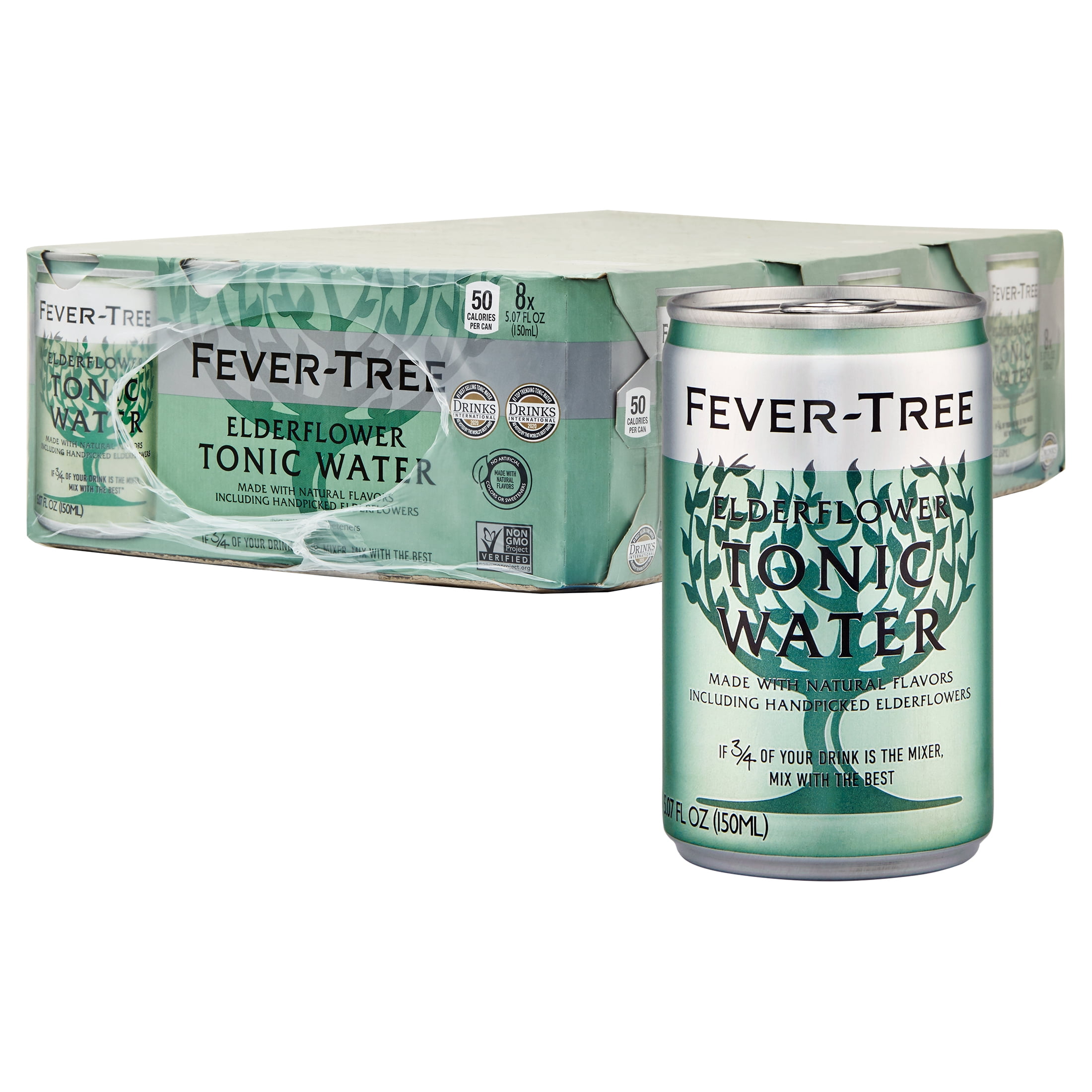 FeverTree Premium Elderflower Tonic Cans, 5.07 Fl Oz (24 Pack)