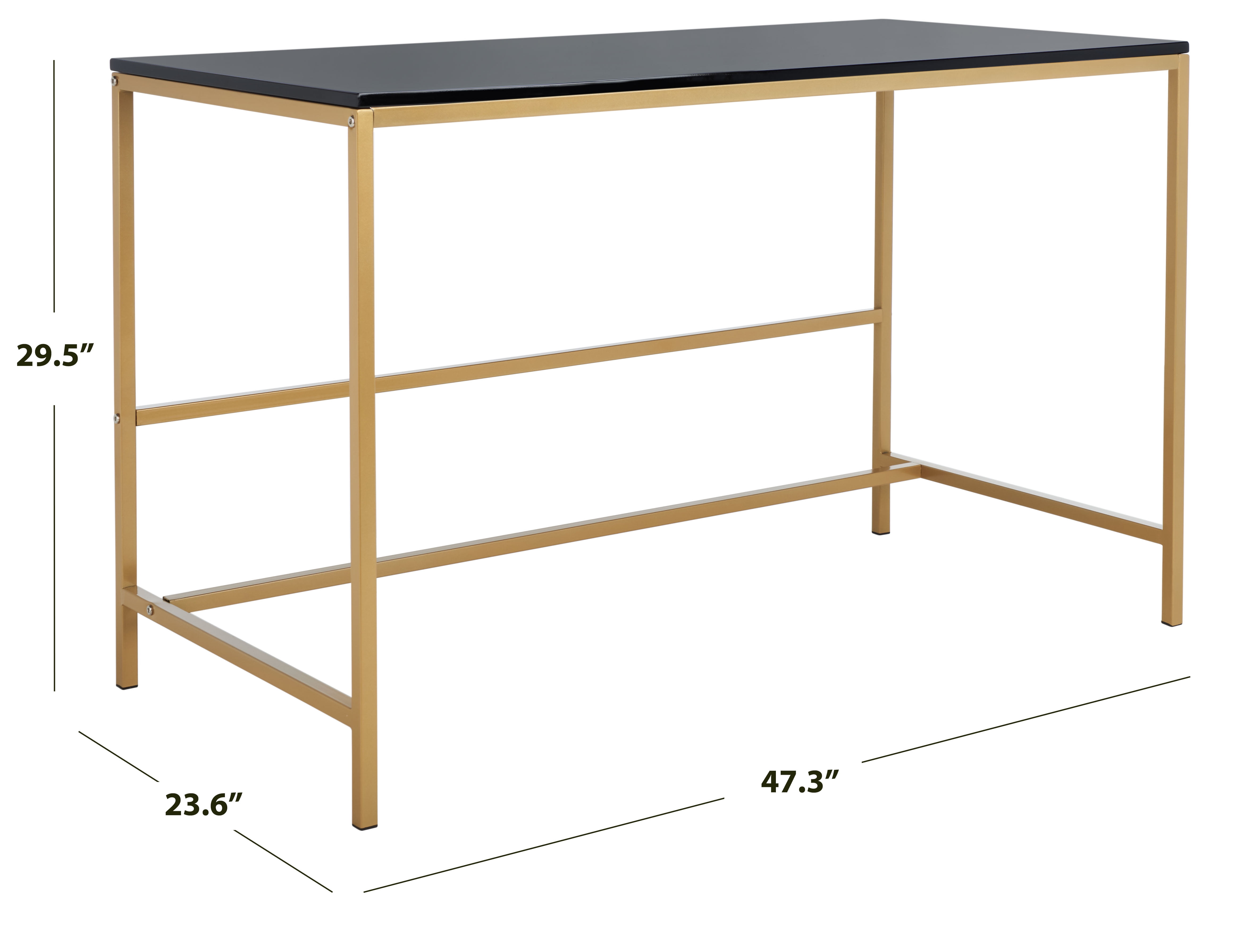SAFAVIEH Nova Scandinavian Black/Gold Wood Writing Desk (47.3 in. W x 23.6 in. D x 29.5 in. H)
