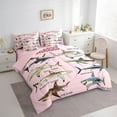 thumbnail image 2 of Erosebridal Sharks Bedding Sets Twin Size, Marine Ocean Sealife Wildlife Comforter Sets with Sheets, Pink, Breathable 7-Piece, 2 of 5