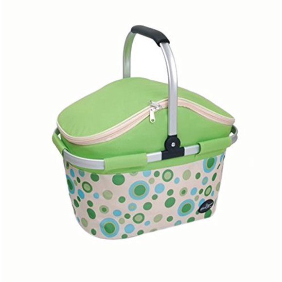 Picnic & Beyond PB9-1004-Green Aluminum framed picnic cooler basket (Empty) - PB9-1004-Green