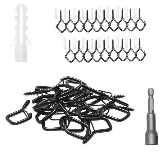 KFFKFF Set of 20 Q-Hanger Hooks, Measuring 2.17 inches, Suitable for Outdoor String Light Hanging, Robust Outdoor Screw Hooks with Safety Clasp, Ideal for Outdoor String Lights, Holiday Lights, Cups