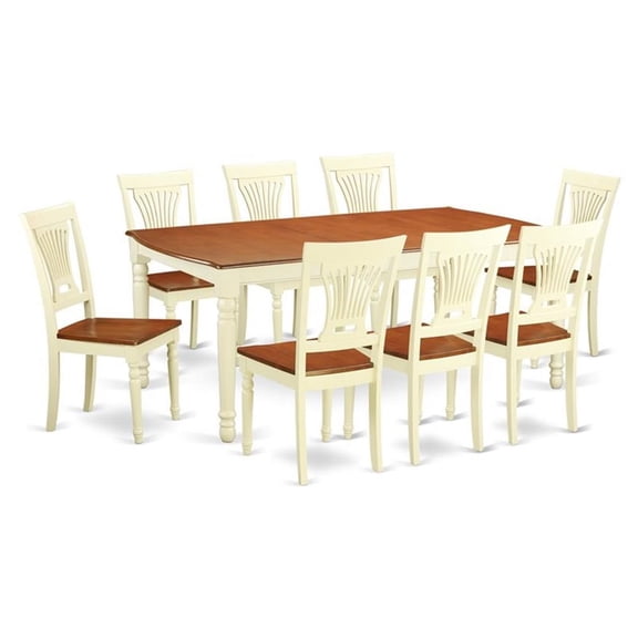 Atlin Designs 9-piece Wood Dining Set in Buttermilk/Cherry