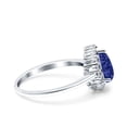 thumbnail image 2 of Halo Pear Teardrop Art Deco Wedding Ring Blue Sapphire CZ 925 Sterling Silver Size 6, 2 of 6