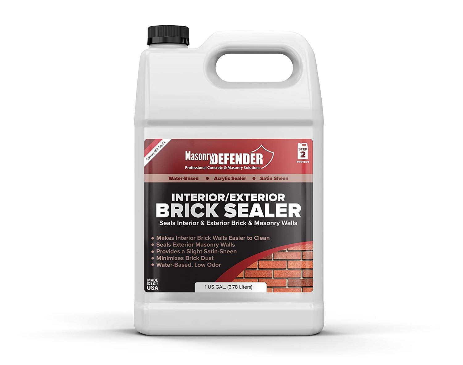 Interior/Exterior Brick Sealer, 1 Gal Clear, Satin, Acrylic Sealer for Vertical Walls