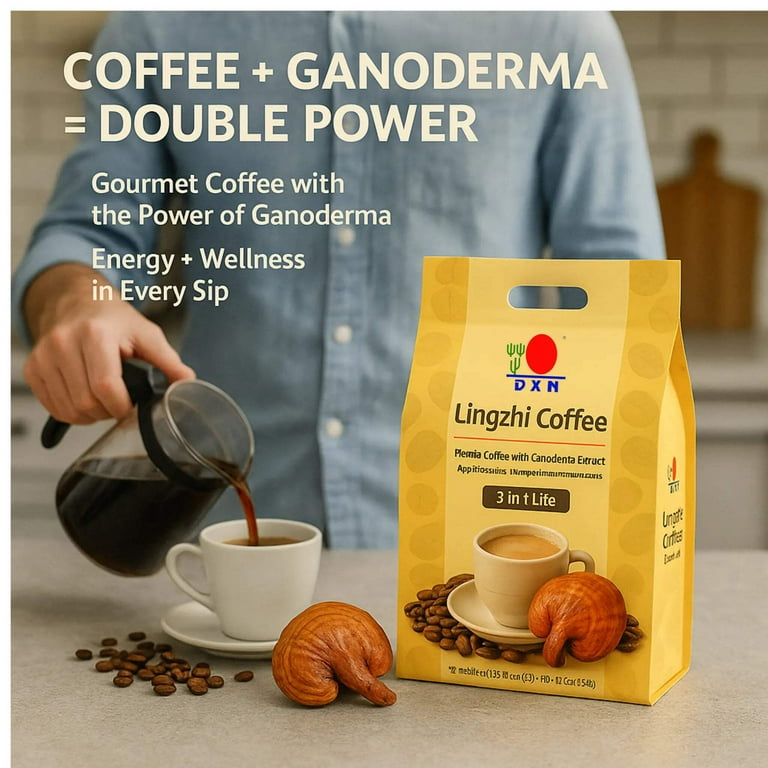 Lingzhi Coffee 3 in 1 Lite, Ganoderma Coffee, Instant Coffee, 20