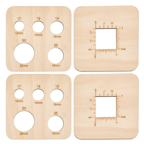 4pcs Wood Knitting Gauge Rulers 2 Style Yarn Spinner Gauge Knitting Tool Measure Rule Knitting Needle Gauge Tool Card
