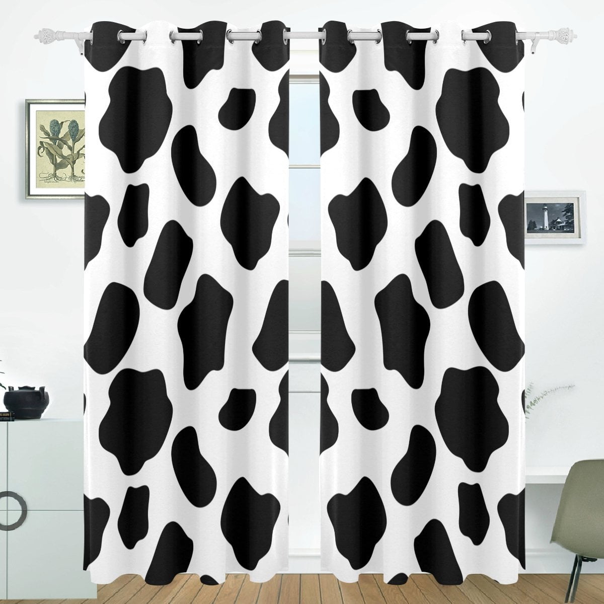 POPCreation Cow Pattern Window Curtain Blackout Curtains Darkening