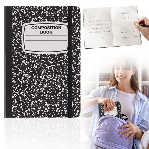 Snowflake Composition Notebook Wide Ruled Notebook 96 Sheets Black Cover Blank Pages Journal School Writing Notebook 5.2 x 8.27in 1 Pack