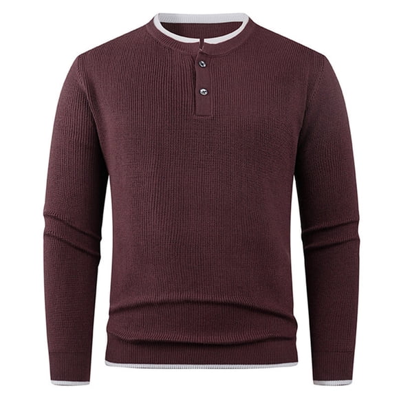 fheaev Sweater for Men Fall Soft Classic Pullover Top Men Solid Color Elastic Knit Warmth Tight-Fitting Casual Round-Neck Sweater
