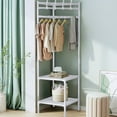 thumbnail image 3 of Tall Corner Coat Rack Organizer - Freestanding Hall Tree with Shelves (188x40x40cm), 3 of 8