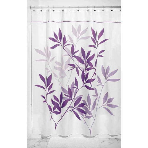 InterDesign Leaves Fabric Shower Curtain, Stall 54" x 78", Purple
