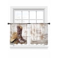 thumbnail image 2 of Western Cowboy Boots Sheer Curtains 45 Inches Length 2 Panels Set, Window Sheer Curtains for Living Room/Bedroom, Vintage Country Brown Wooden Light Filtering Rod Pocket Curtain 52''x45''x2, 2 of 8