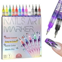 Fine Tips 3D Nail Art Pens, 12 Colors 0.5 MM Nail Marker Pens Nail Point Graffiti Dotting Drawing Painting Liner Pen for Home Salon Quickly Dry Nail Art