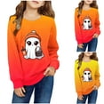 thumbnail image 5 of Odeerbi Kids Boys Girls Halloween Pumpkin Ghost Crewneck Sweatshirts Fall Winter Pullover Sweatshirt 1-12 Years Kids Long Sleeve Halloween Printed T-shirt Top Kids Clothes Yellow, 5 of 5