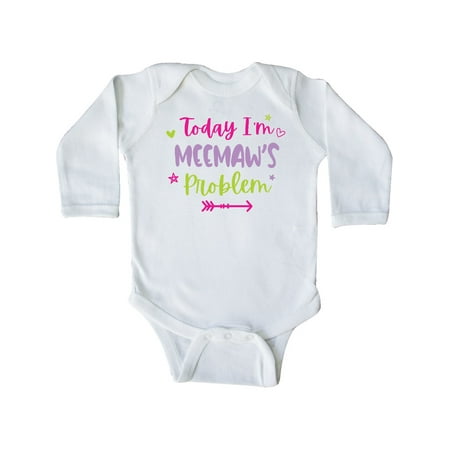 

Inktastic Child Funny Today Im Meemaws Problem Gift Baby Girl Long Sleeve Bodysuit