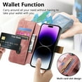 thumbnail image 4 of for iPhone 16 Pro Max Wallet Case with Card Slots & Cash Slot【RFID Blocking】, With Wrist Kickstand,Flip Folio Book PU Leather  Shockproof Anti-fall Rugged Phone case Cover For Women Men,Pink, 4 of 13