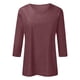thumbnail image 3 of Top de manga tres cuartos con cuello en V para mujer, estilo casual y moderno, para el verano - Material de poliéster, ligero y transpirable - Para el día a día, actividades al aire libre y fiestas, 3 of 3