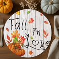 thumbnail image 2 of Fall Round Placemats Set of 4 Fall In Love Place Mats Thanksgiving Woven Placemat Pumpkin Wood Grain Circle Braided Table Mat for Kitchen Dining Table Autumn Party Home Decor 15 Inch, 2 of 9