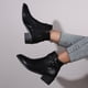 thumbnail image 3 of Zapatos Botines para mujer Botas laterales con cremallera y decoración con tachuelas de hebilla para mujer botines de tacón grueso con punta en Retro botas zapatos de mujer botines (Black 8.5), 3 of 7