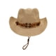 thumbnail image 2 of Qarigey Sombrero de vaquero marrón mezclado para mujeres, celebraciones de festivales y viajes, sombreros de vaquero de playa para mujeres, Sombreros Caqui, 2 of 6