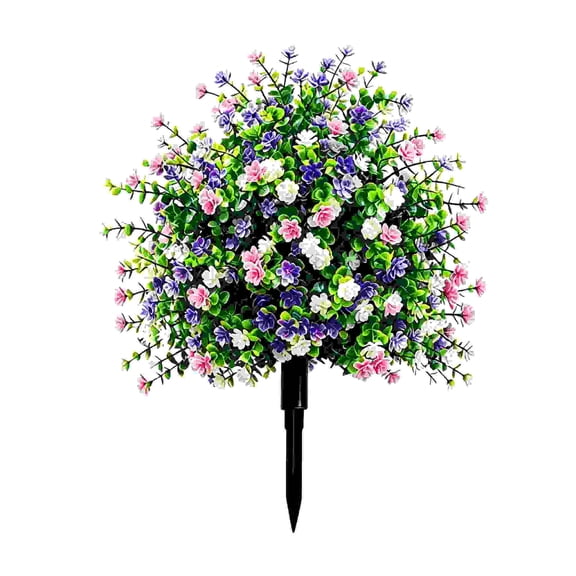 Artificial Camellia Stakes White Purple Foliage Picks for Garden Yard Outdoor Decor
