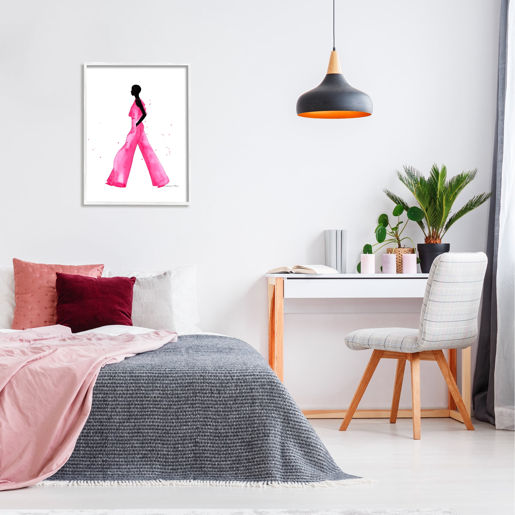 Stupell Industries Modern Trendy Girl Beauty & Fashion Painting White Framed Art Print Wall Art, 24 x 30