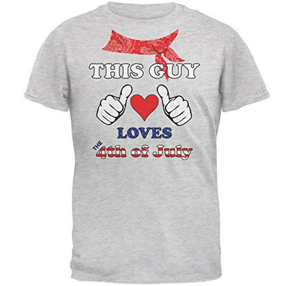 This Guy Loves the 4th of July Mens T Shirt Light Heather Grey SM