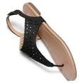 thumbnail image 3 of Dream Pairs Women's Rhinestone Casual Wear Cut Flat Sandals Beach Dressy T-Strap Thong Sandals Medinie, 3 of 5