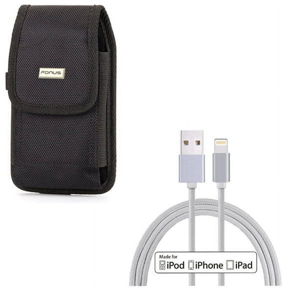 Case Belt Clip w MFi USB Cable for iPhone 8/7/6S/6 - Swivel Holster Rugged Cover Pouch, 10ft Certified Charger Cord Power Wire for iPhone 8/7/6S/6 Models